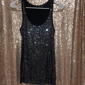 Grey sequin tank top
